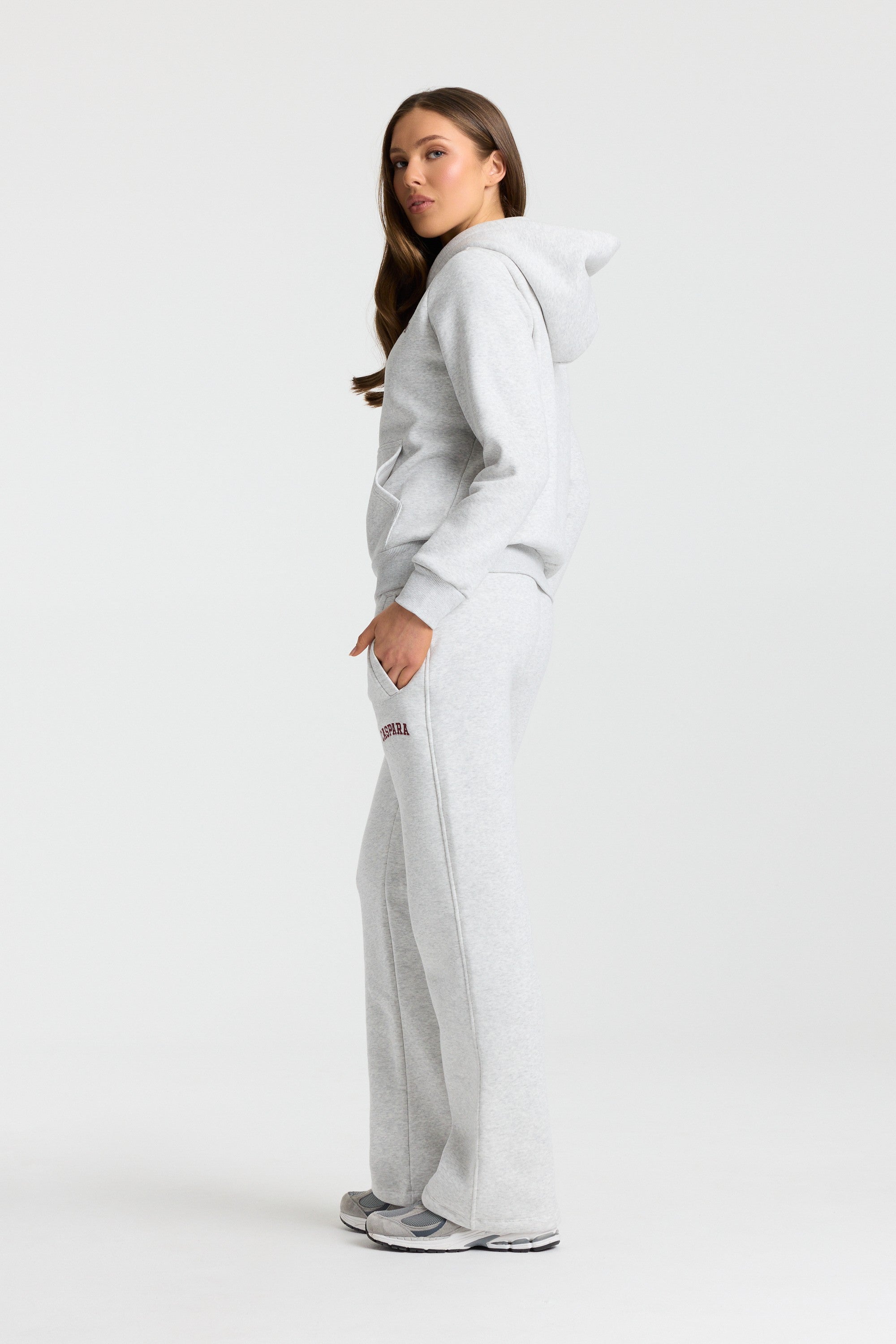 W. Varsity Zip Hoodie - Grey/Burgundy